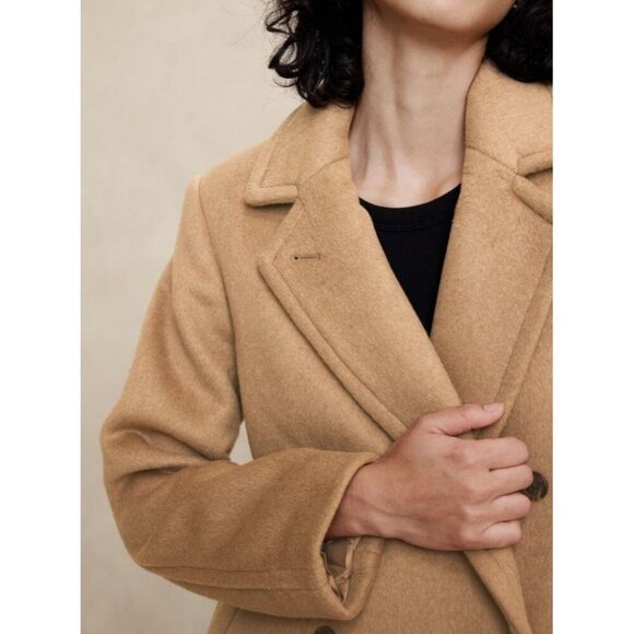 NWT Banana Republic Wool Blend Timeless Topcoat in Afternoon Latte Size XS - Picture 2 of 7